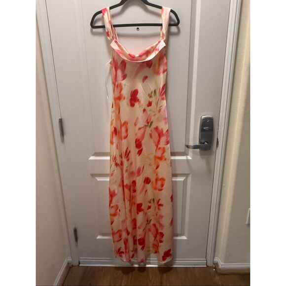 ASTR the label Kitura Abstact Print Cold Shoulder Dress Pink Water size S NWT - Picture 5 of 9